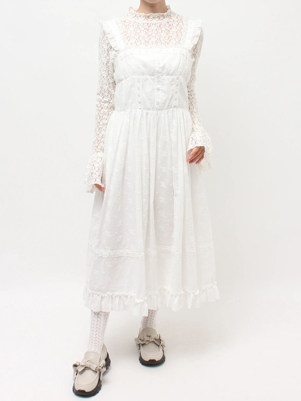 merry jenny｜Flower Lace Flare One-Piece