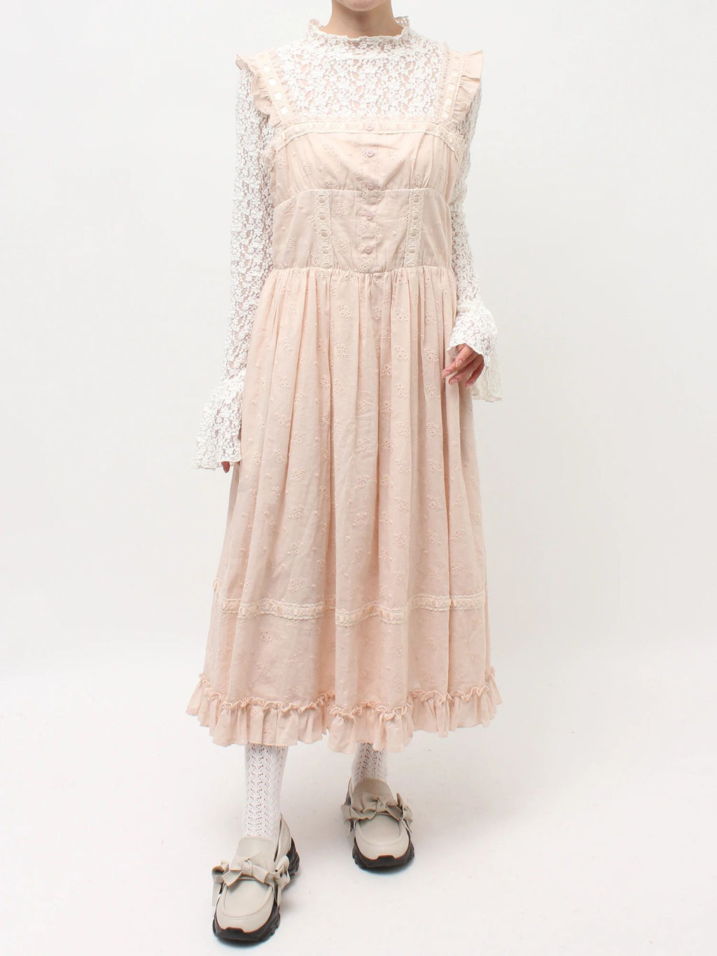 merry jenny｜Flower Lace Flare One-Piece