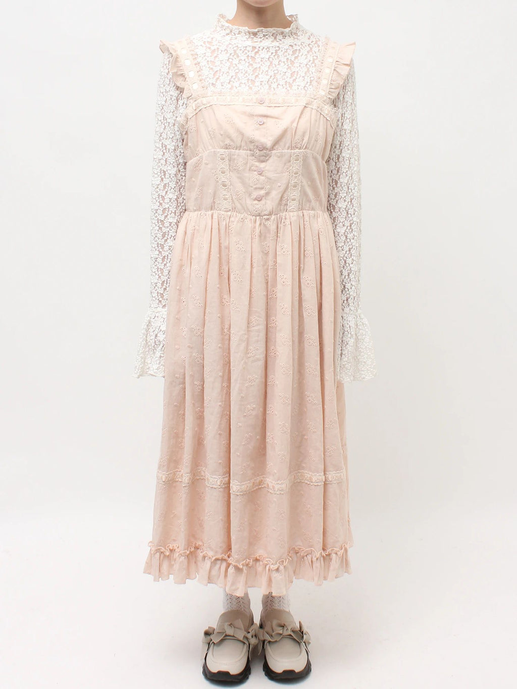 merry jenny｜Flower Lace Flare One-Piece