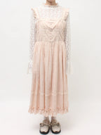 merry jenny｜Flower Lace Flare One-Piece