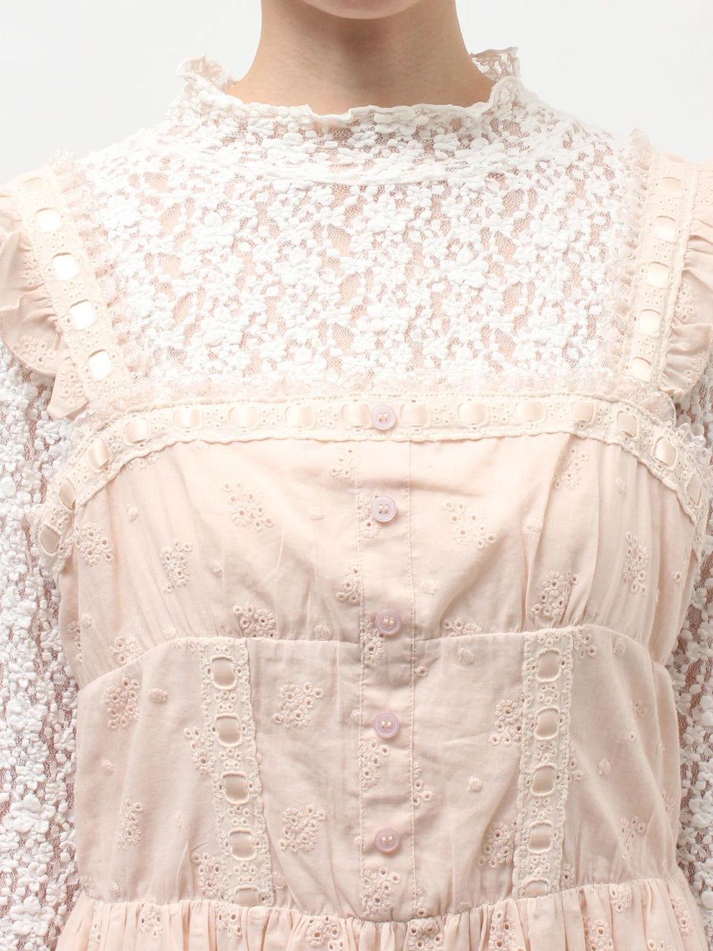 merry jenny｜Flower Lace Flare One-Piece
