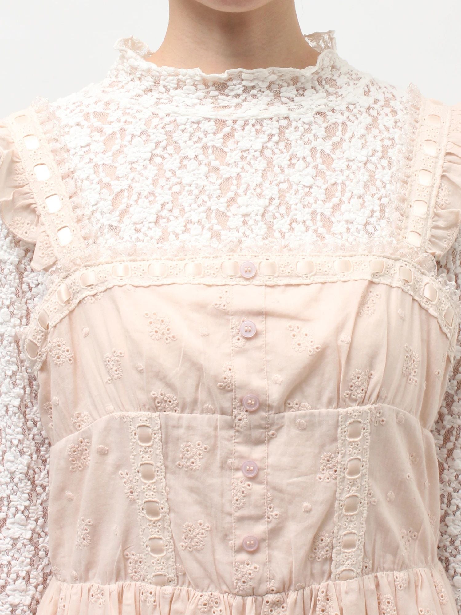 merry jenny｜Flower Lace Flare One-Piece