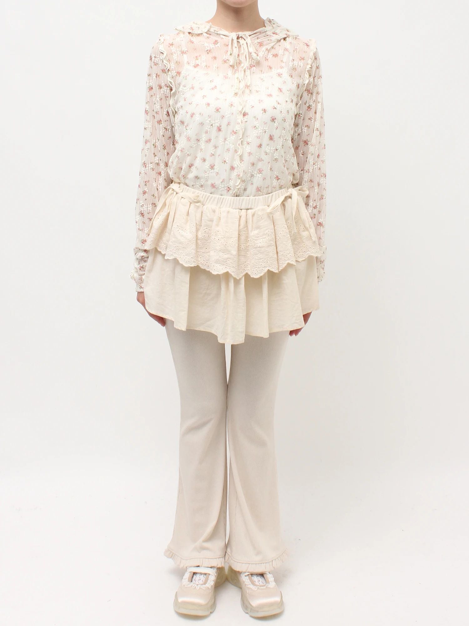 merry jenny｜Lace Skirt Flare Pants