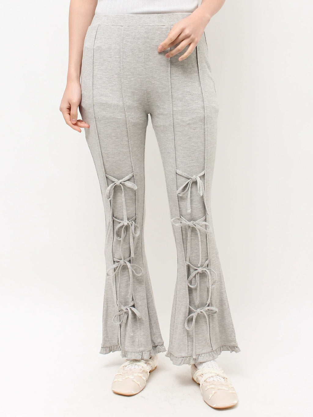 merry jenny｜Front Ribbon Ribbed Pants