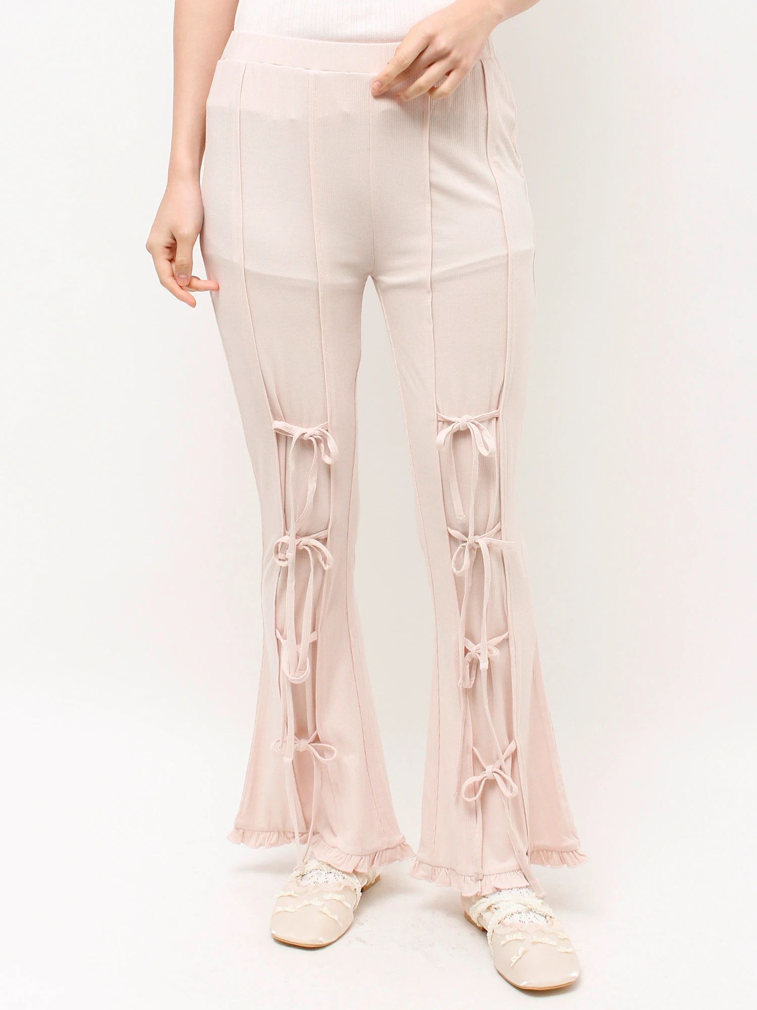 merry jenny｜Front Ribbon Ribbed Pants