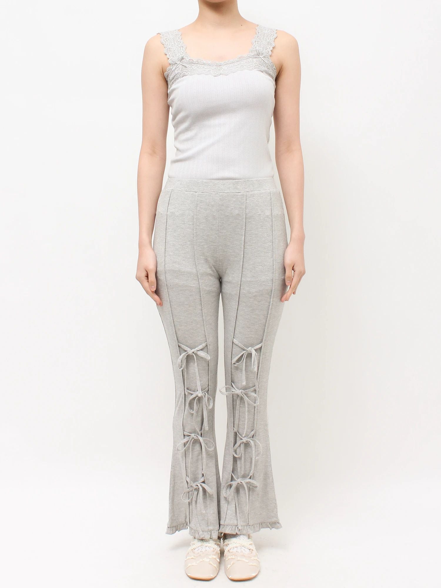 merry jenny｜Front Ribbon Ribbed Pants