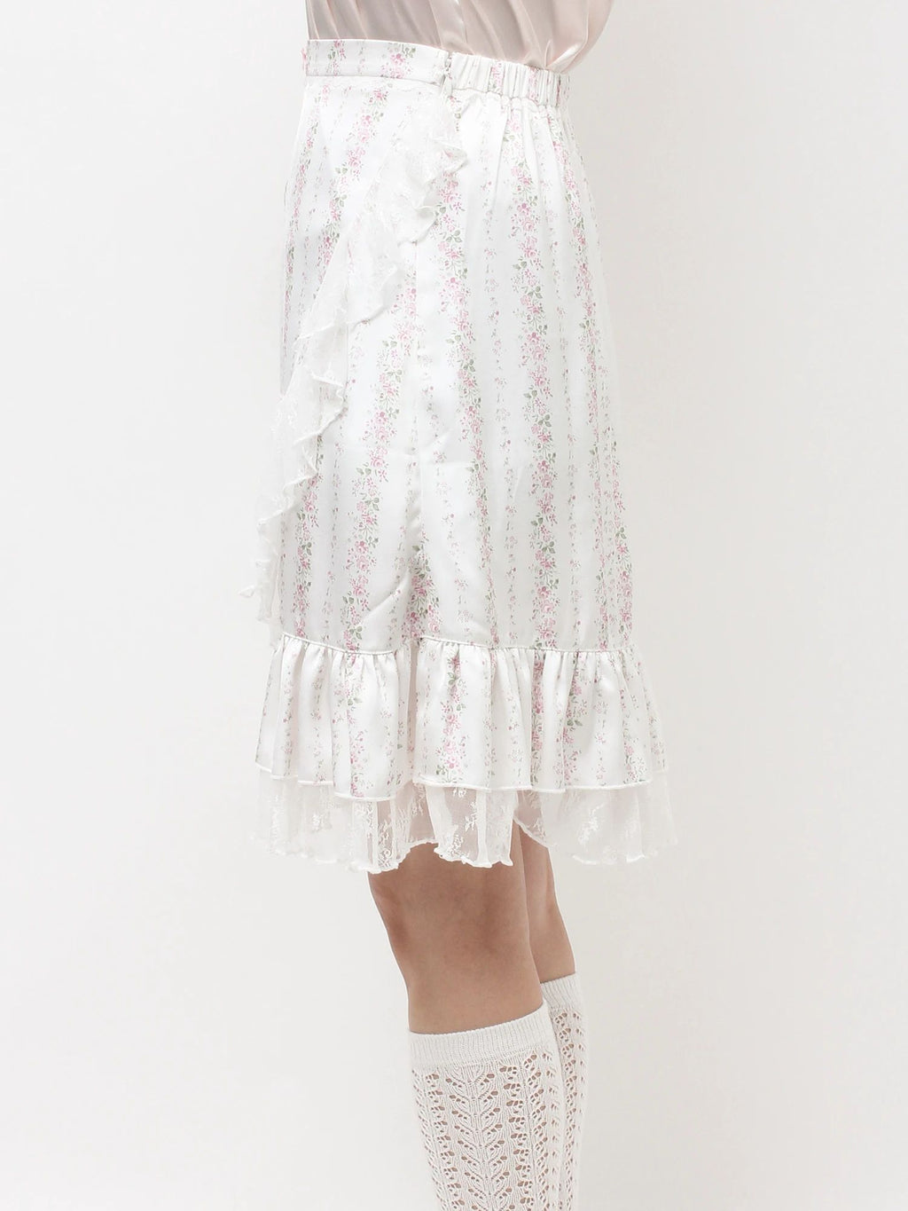 merry jenny｜Flower Satin Skirt