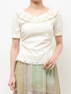 merry jenny｜Short-Sleeved Pullover With Frilled Collar