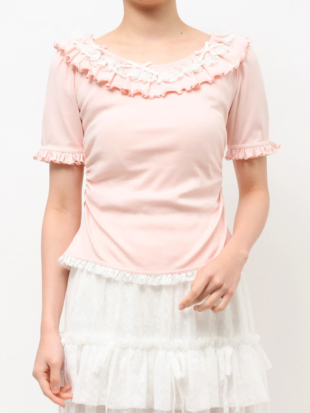 merry jenny｜Short-Sleeved Pullover With Frilled Collar