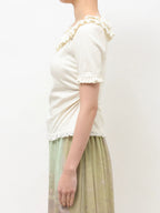 merry jenny｜Short-Sleeved Pullover With Frilled Collar