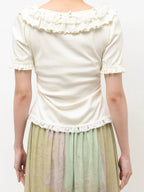 merry jenny｜Short-Sleeved Pullover With Frilled Collar