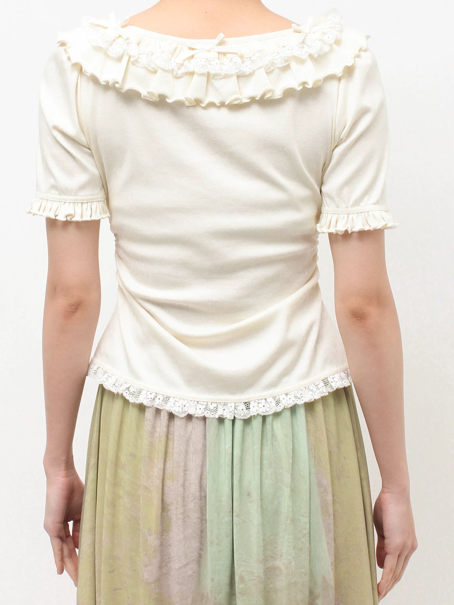 merry jenny｜Short-Sleeved Pullover With Frilled Collar
