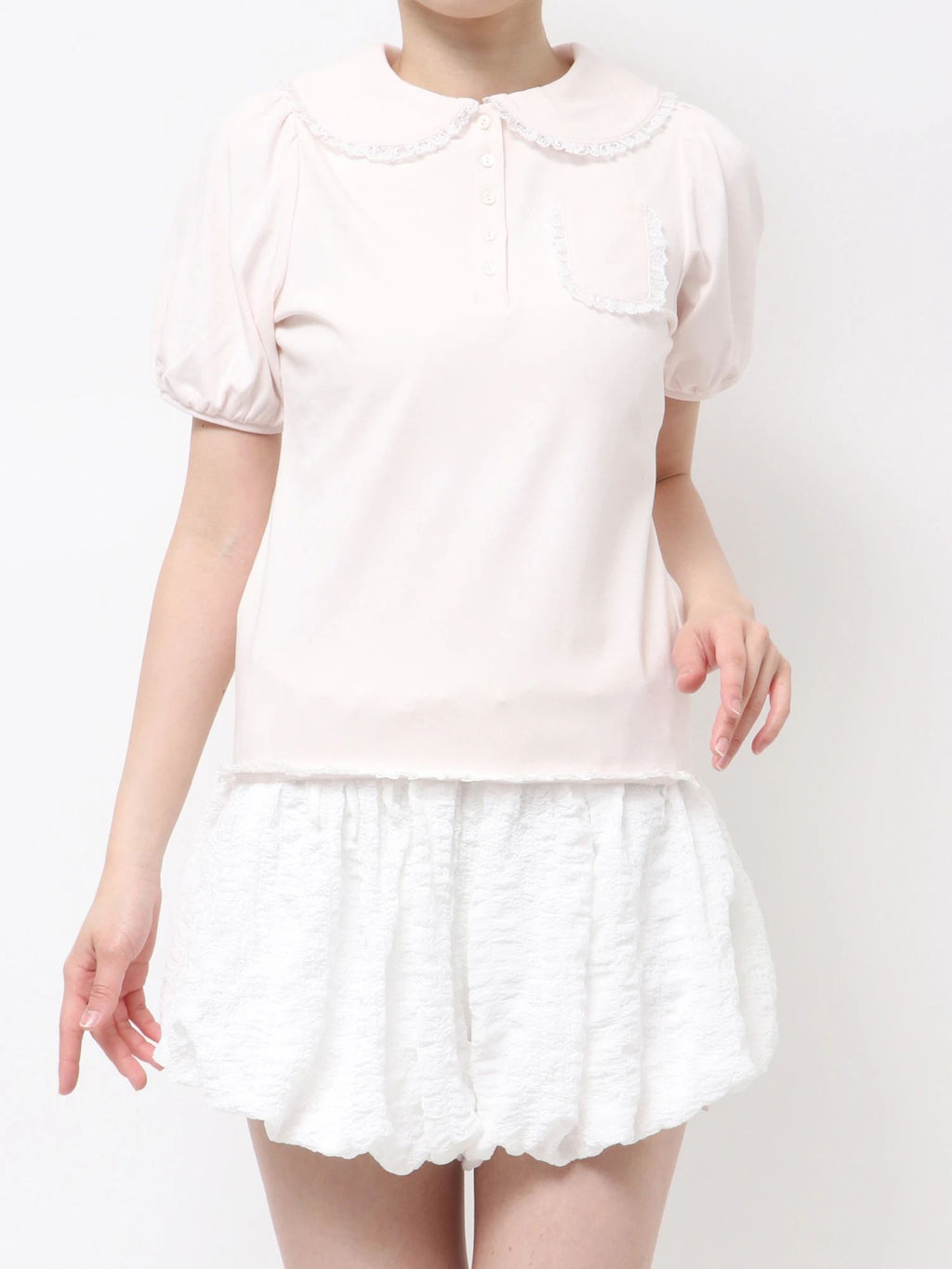 merry jenny｜Frilly Summer Polo Top