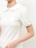 merry jenny｜Frilly Summer Polo Top