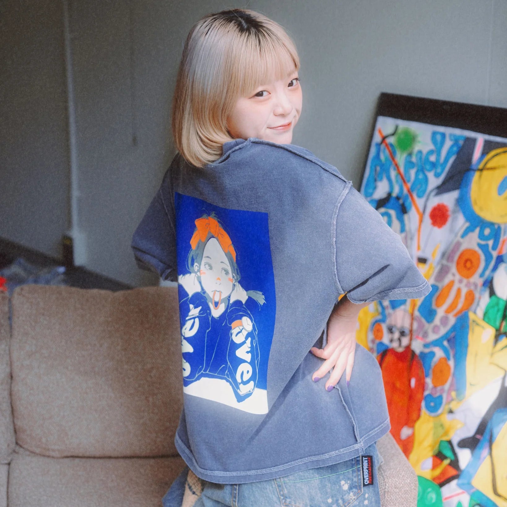 Over Print POP ART pigment Tee Ver1 GLOW IN THE DARK