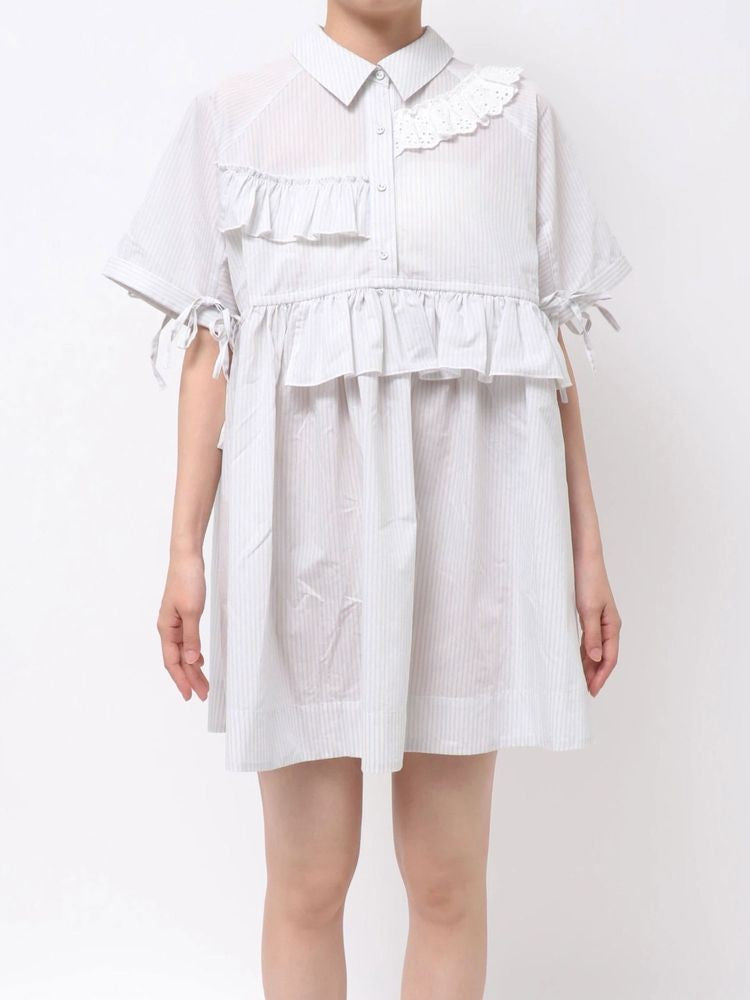 merry jenny｜Striped Frill Mini Dress