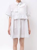 merry jenny｜Striped Frill Mini Dress