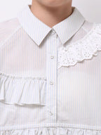 merry jenny｜Striped Frill Mini Dress
