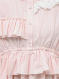 merry jenny｜Striped Frill Mini Dress