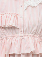 merry jenny｜Striped Frill Mini Dress