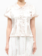 merry jenny｜Ribbon satin shirt