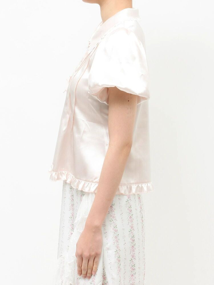 merry jenny｜Ribbon satin shirt