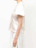 merry jenny｜Ribbon satin shirt