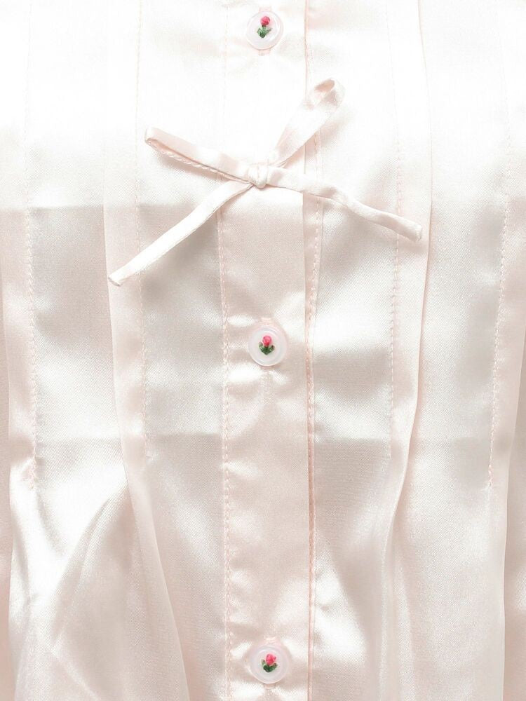 merry jenny｜Ribbon satin shirt