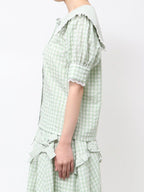 merry jenny｜Gingham puff sleeve blouse