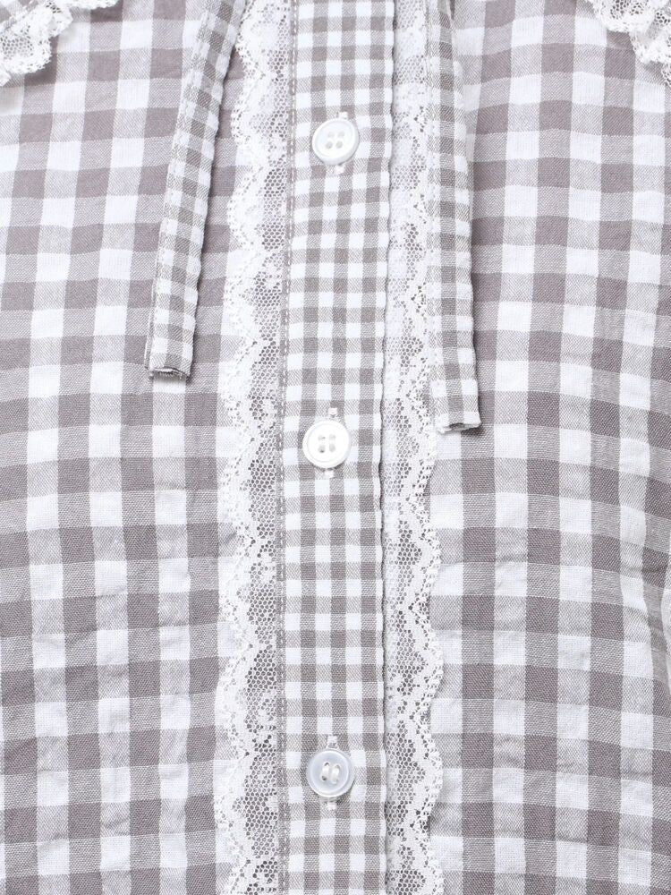 merry jenny｜Gingham puff sleeve blouse