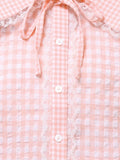 merry jenny｜Gingham puff sleeve blouse