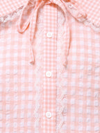 merry jenny｜Gingham puff sleeve blouse
