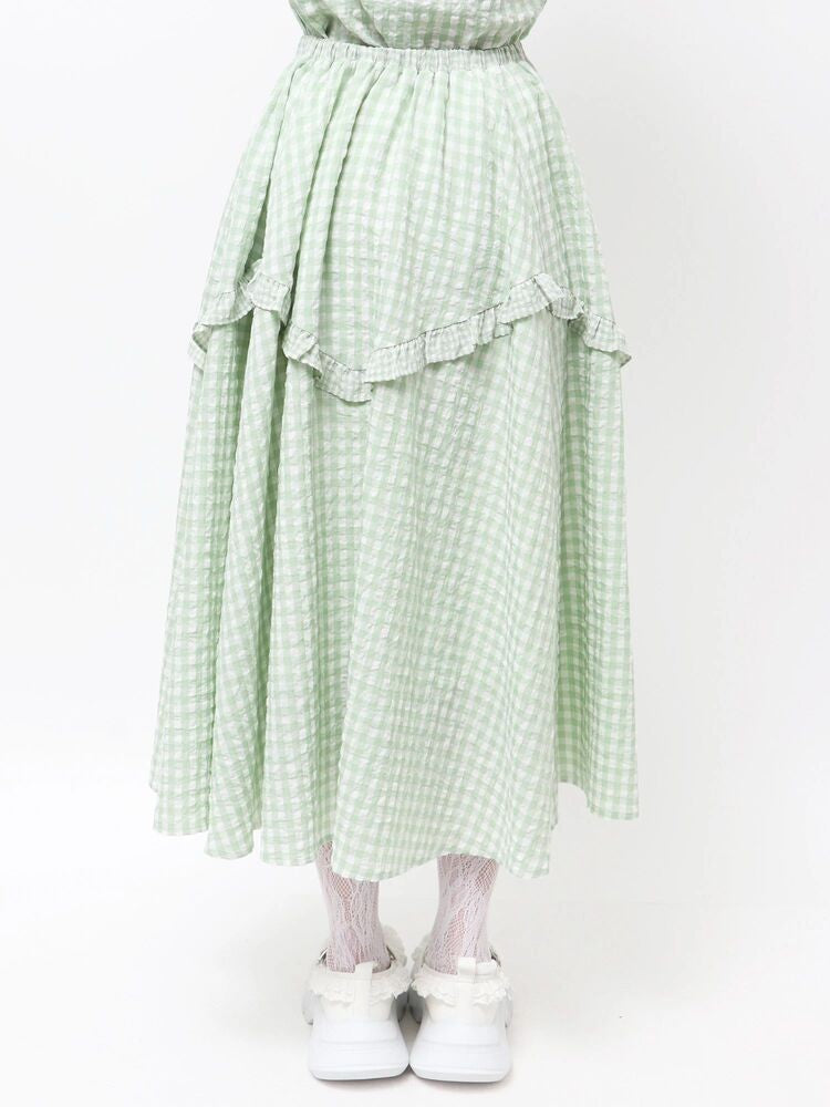 merry jenny｜Gingham Decorative Ribbon Skirt