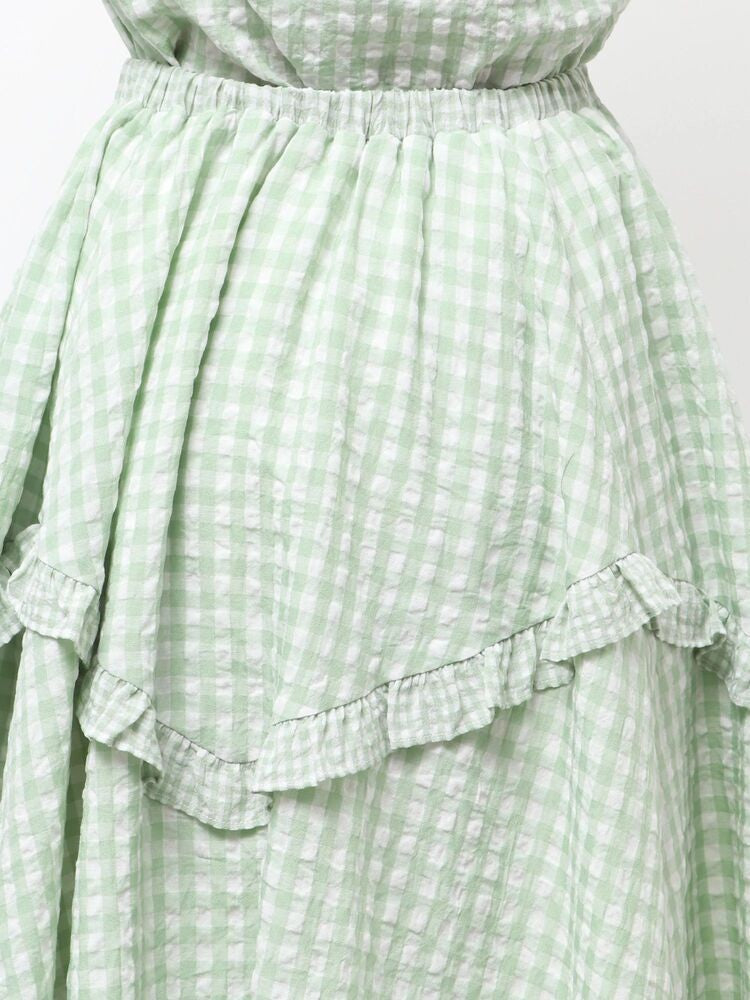 merry jenny｜Gingham Decorative Ribbon Skirt