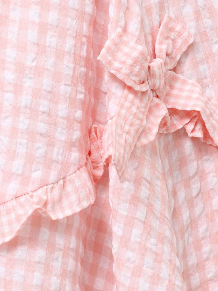 merry jenny｜Gingham Decorative Ribbon Skirt
