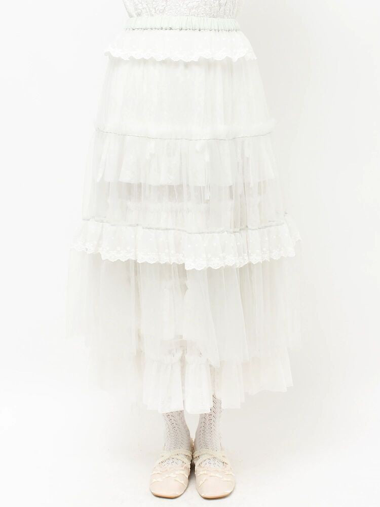merry jenny｜Tulle pannier tiered skirt