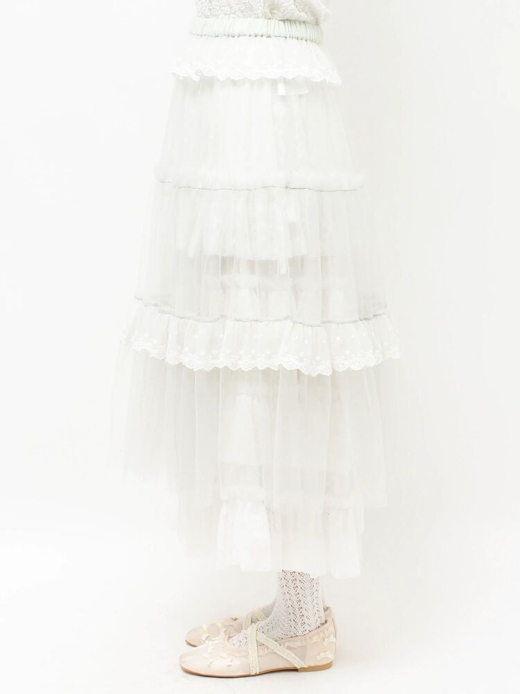 merry jenny｜Tulle pannier tiered skirt
