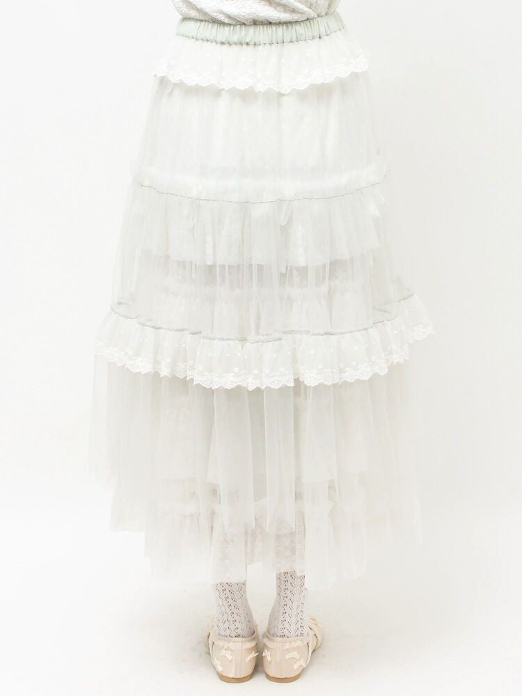 merry jenny｜Tulle pannier tiered skirt