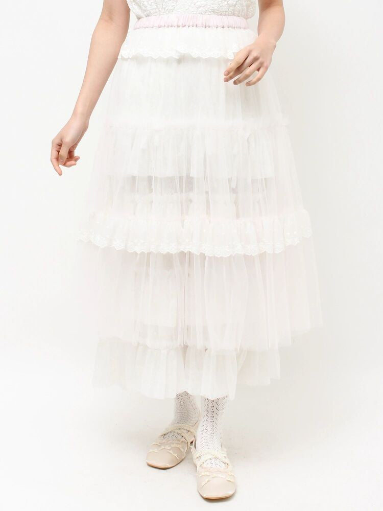 merry jenny｜Tulle pannier tiered skirt