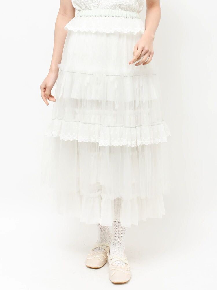 merry jenny｜Tulle pannier tiered skirt