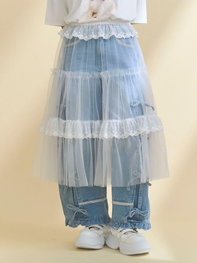 merry jenny｜Tulle pannier tiered skirt