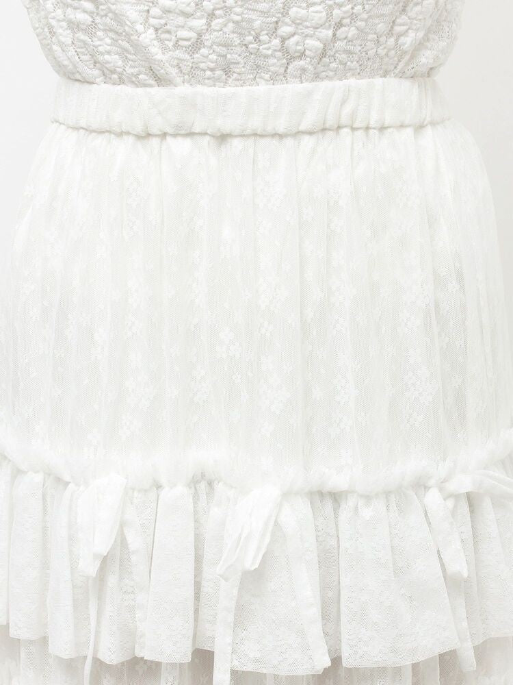 merry jenny｜Floral sheer tulle frill skirt