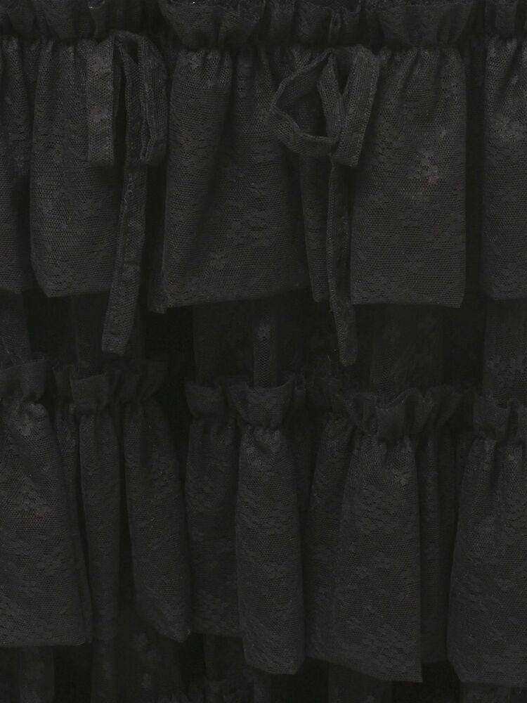 merry jenny｜Floral sheer tulle frill skirt