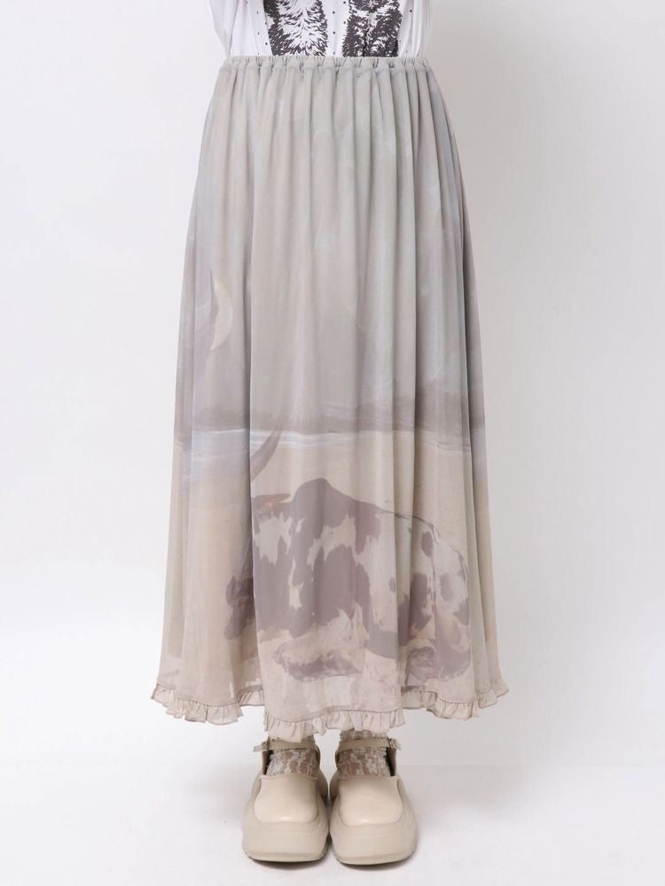 merry jenny｜pale morning frill mesh skirt