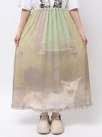 merry jenny｜pale morning frill mesh skirt