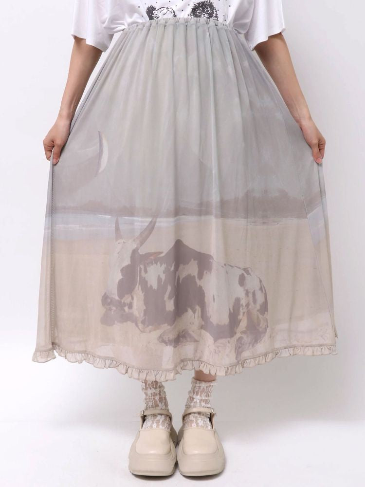 merry jenny｜pale morning frill mesh skirt