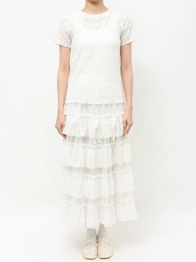 merry jenny｜Ribbon lace tee