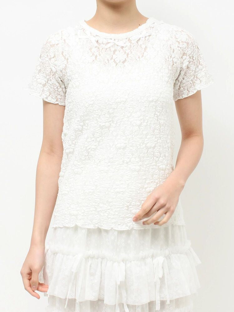 merry jenny｜Ribbon lace tee
