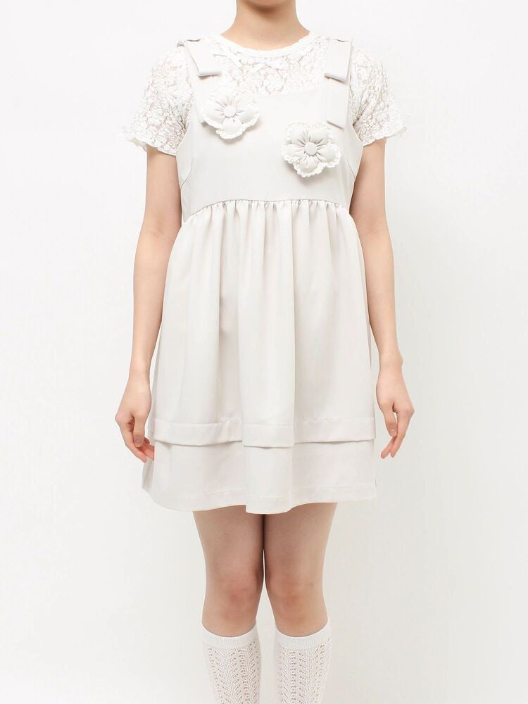 merry jenny｜Cushion Flower Mini Dress