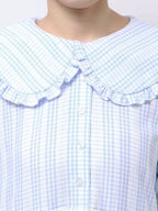 merry jenny｜Checkered frill color shirt dress